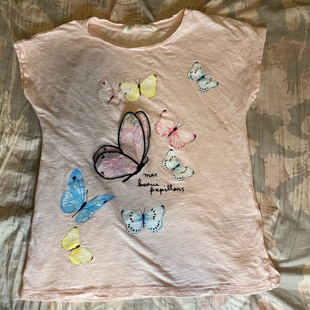 H&M Pink butterfly shirt